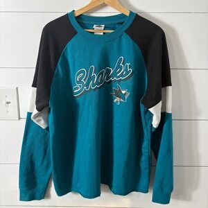 NHL Teal and Black Sharks Sweatshirt